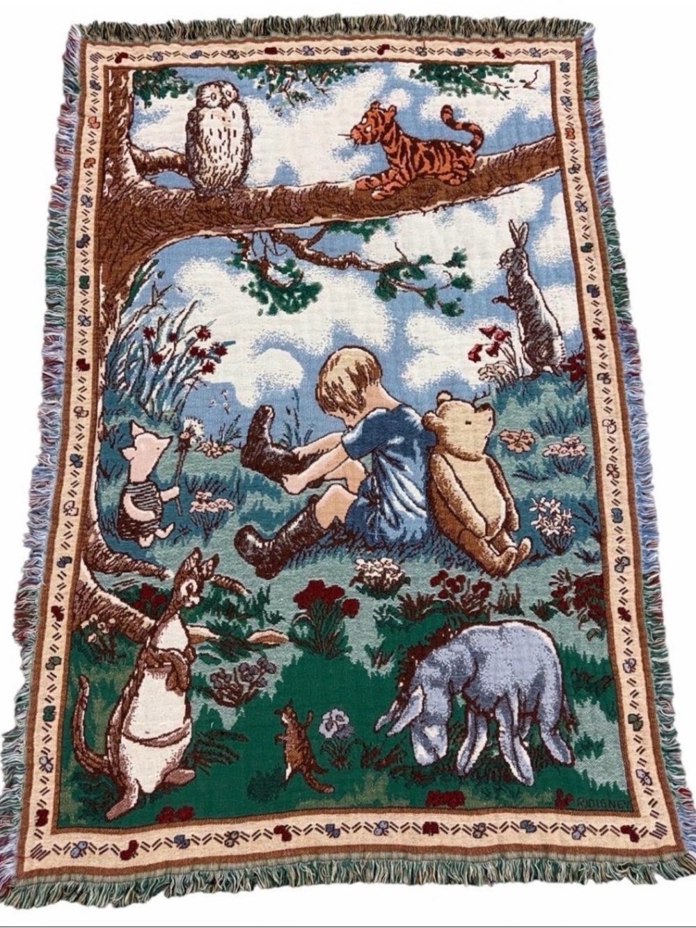 Vintage Disney Winnie the Pooh tapestry blanket